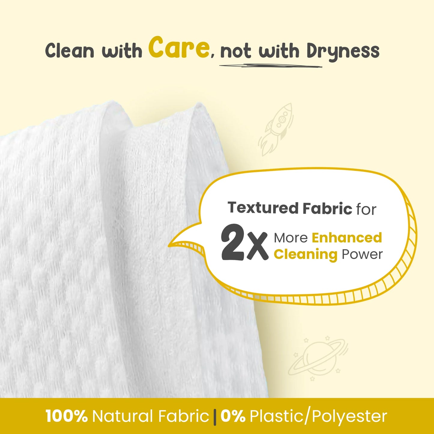 wipes with textured fabric for 2x more cleaning