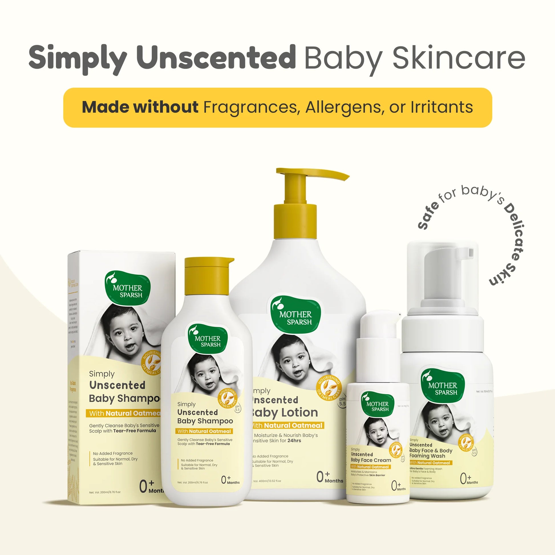 Simply Unscented baby skincare products for sensitive skin