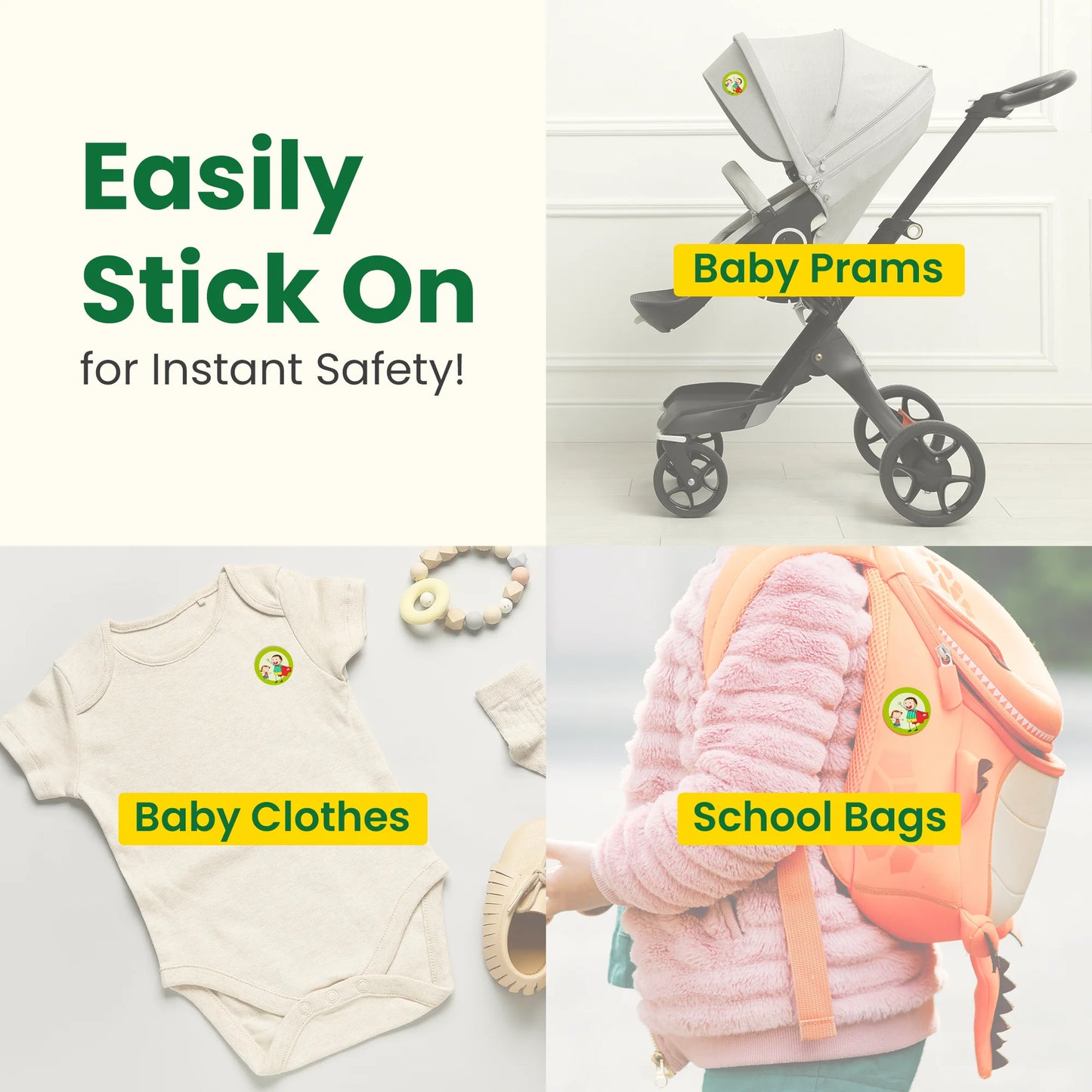 Baby-friendly mosquito patches for prams, clothes, bags, and other surfaces