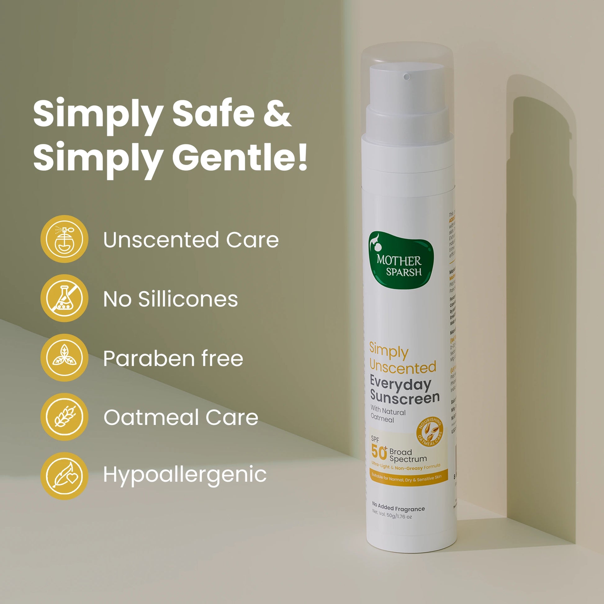 Hypoallergenic Sunscreen free from harsh chemicals, NO silicones, paraben free