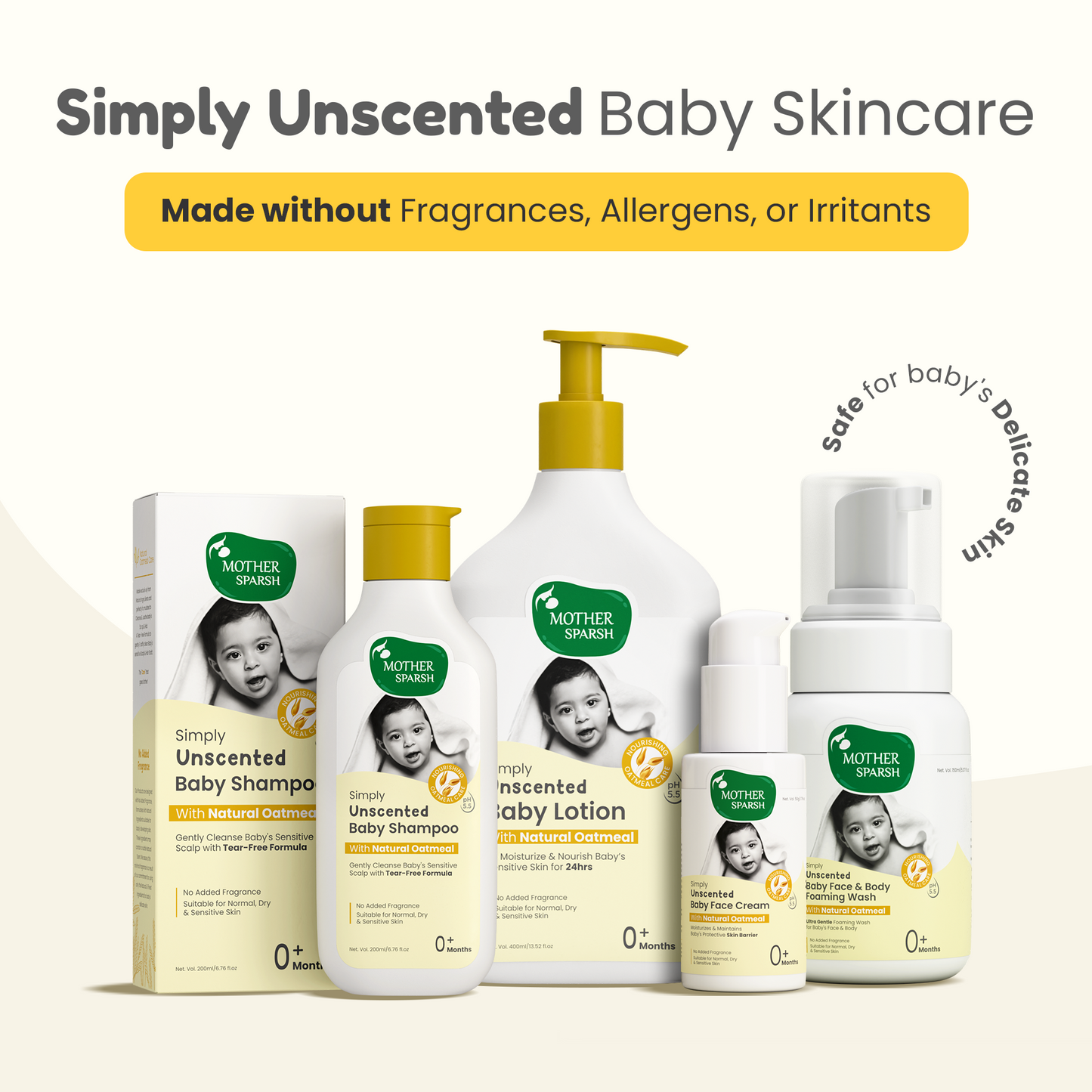 Simply Unscented Bab Skincare made without Fragrances Allergens, or Irritants