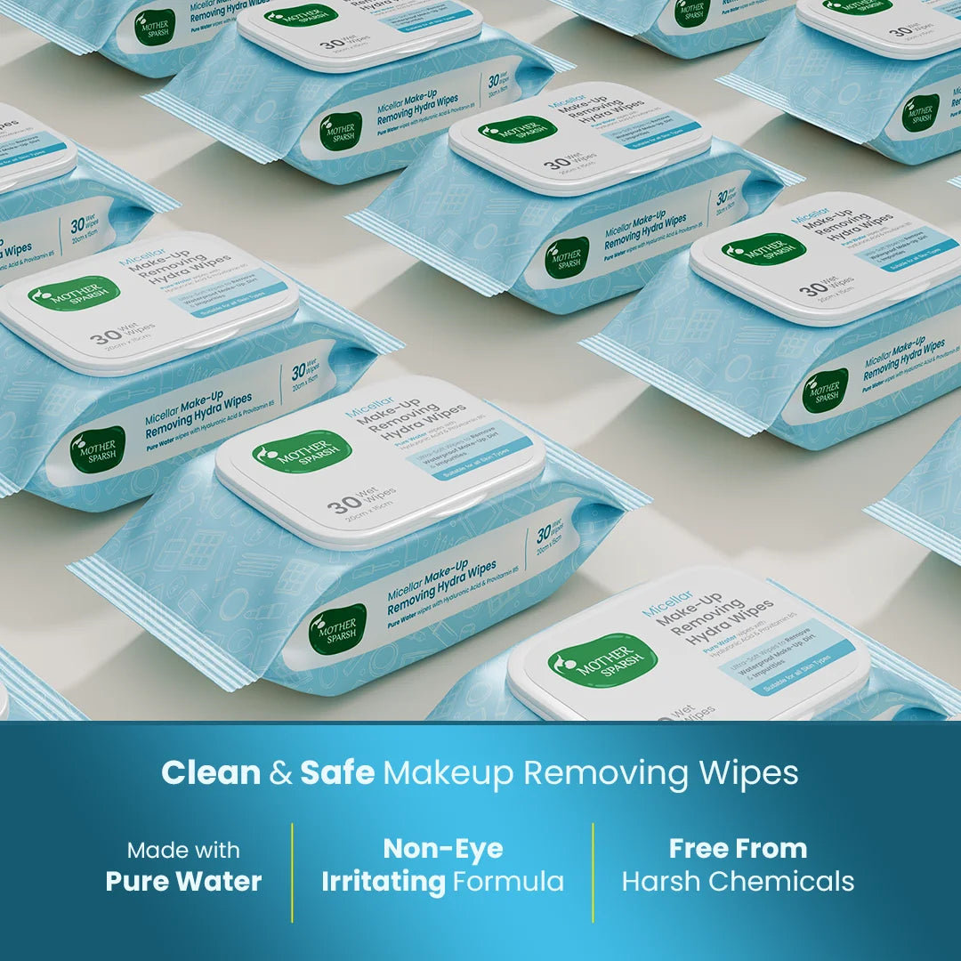 makeup remover wipes made with pure water and hydrating ingredients