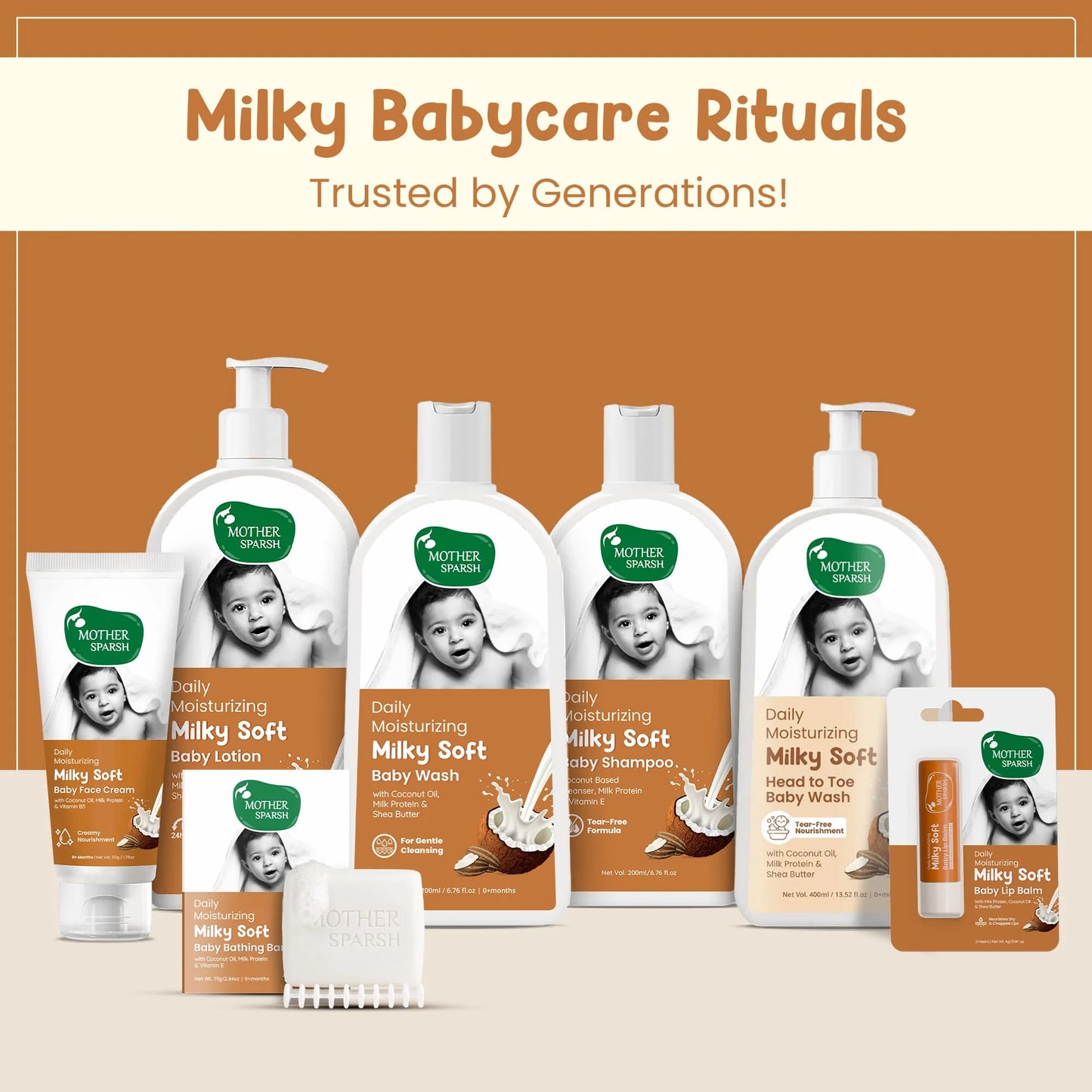 Mother Sparsh Milky Range Baby Care Ritual for gentle, nourishing, and effective skincare.