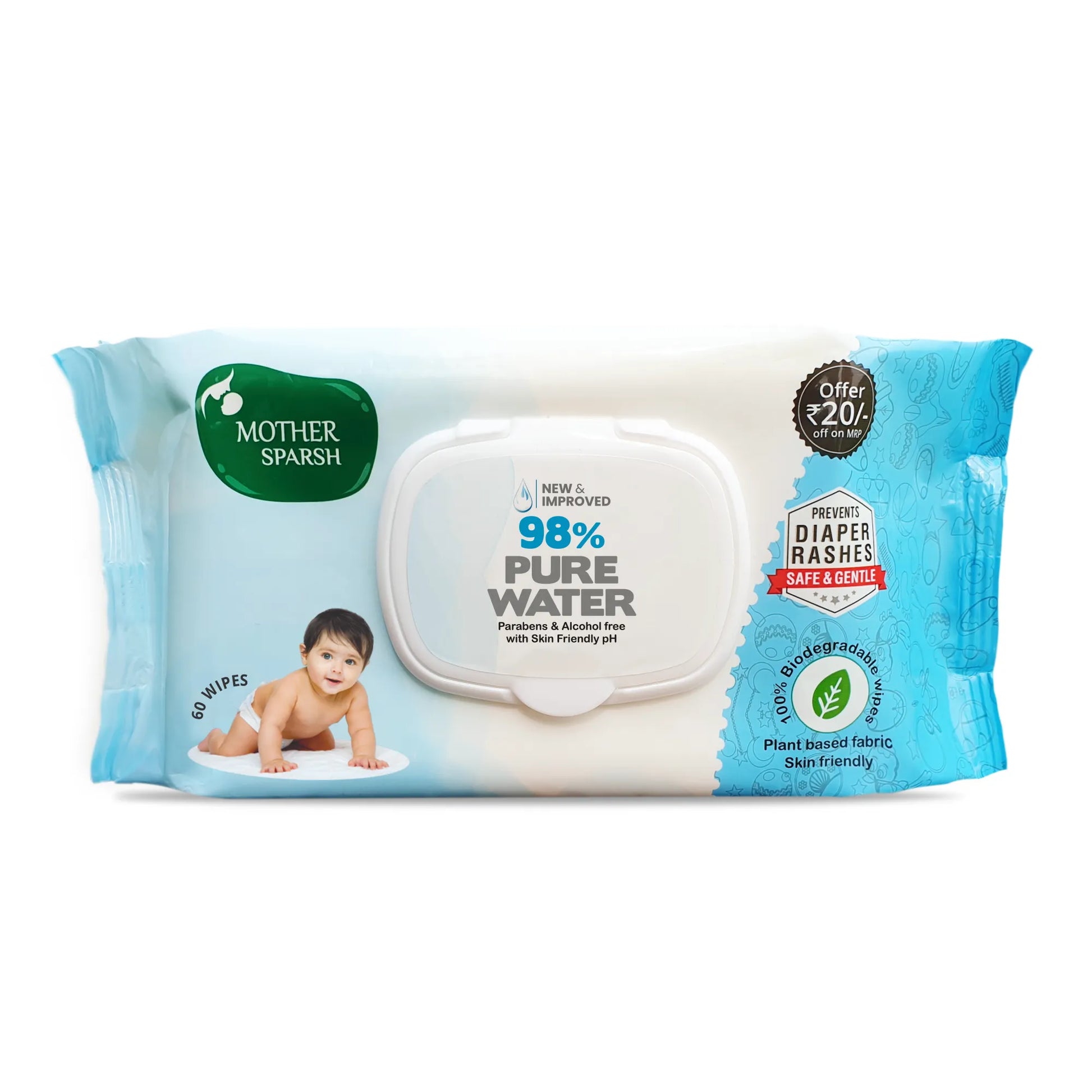 Gentle wipes for baby Ideal for sensitive skin Ideal for travel 002001