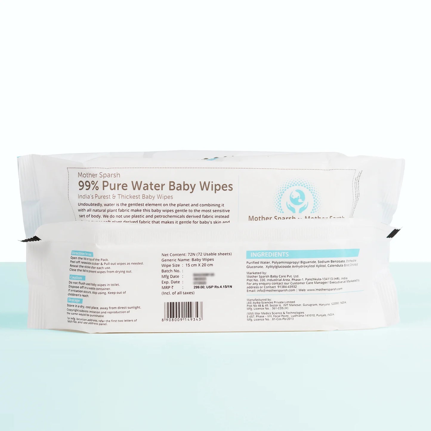 99% Pure Water Unscented Baby Wipes with Medical Grade Fabric for Sensitive Skin (72 pcs)