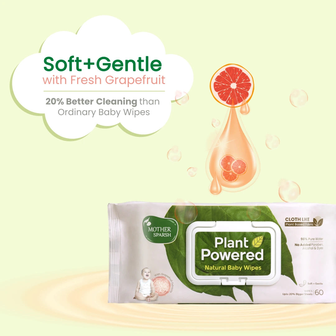 Plant Powered Natural Baby Wipes with Grapefruit