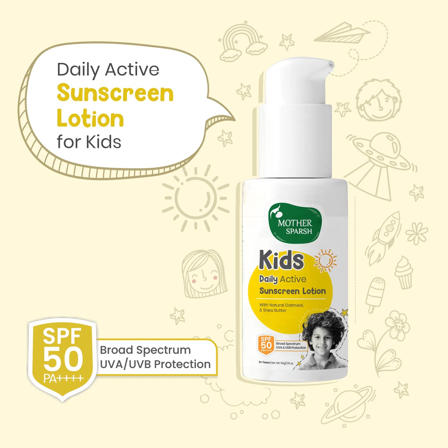 Daily active sunscreen lotion for kids