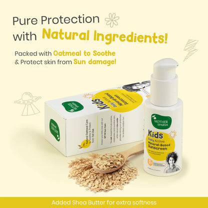pure protection with natural ingredients packed with oatmeal to soothe and protect skin from sun damage