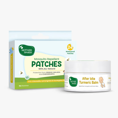 Mosquito repellent patches and after bite balm for babies, offering natural protection and comfort.