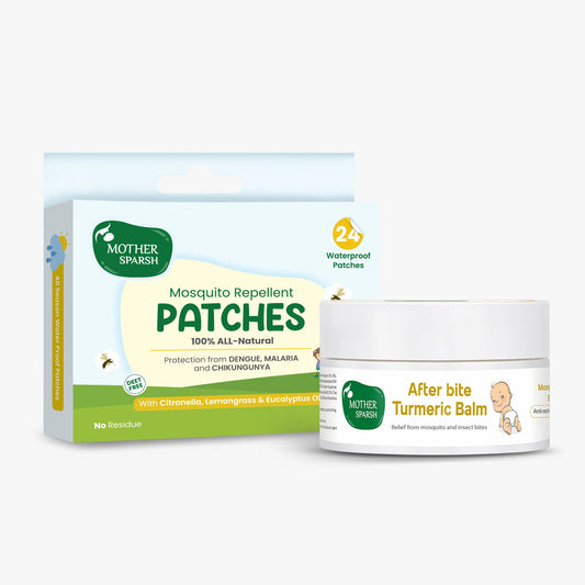 Mosquito repellent patches and after bite balm for babies, offering natural protection and comfort.