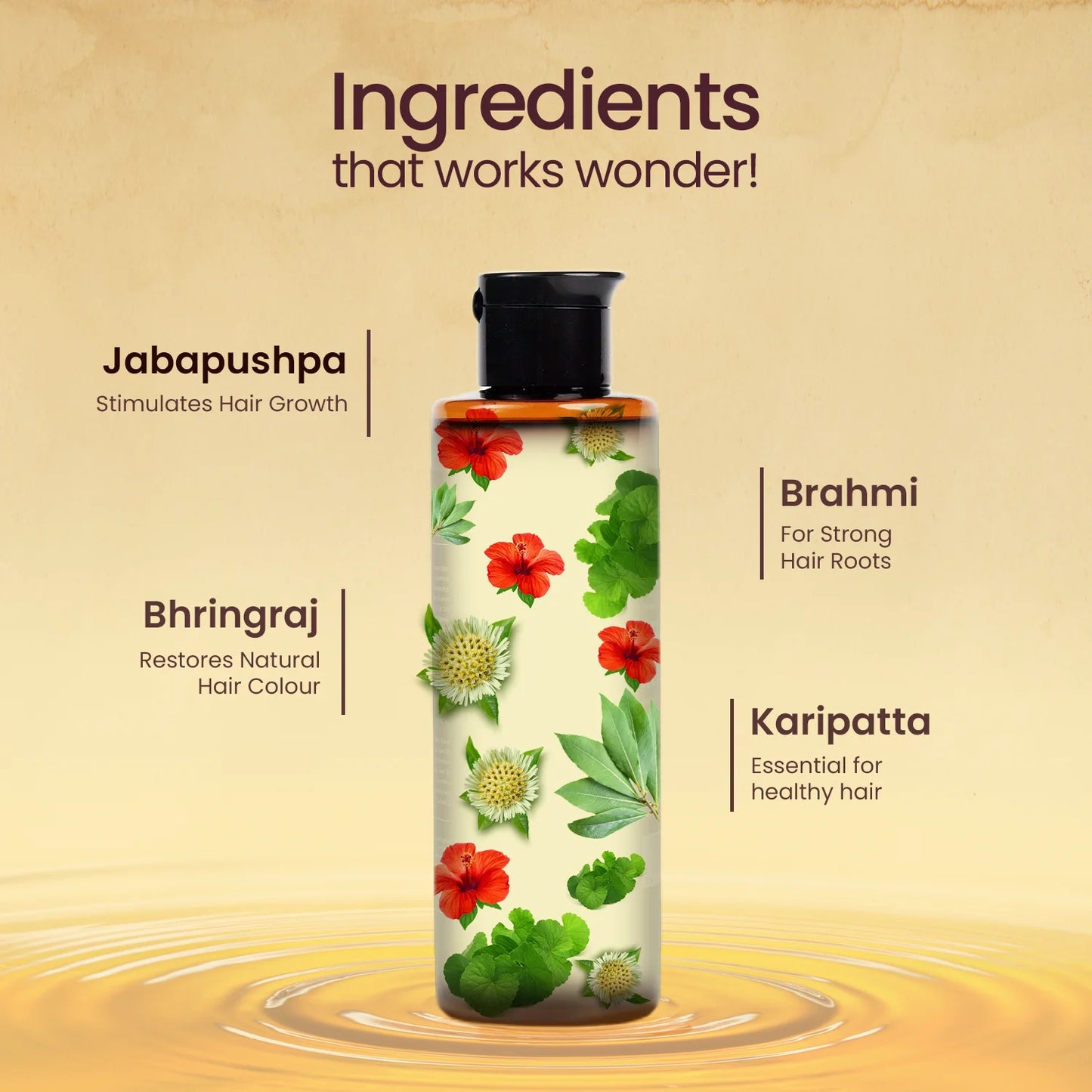 Made with Natural Ingredients like Jabapushp, Brahmi & many more 