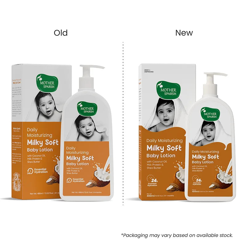 Mother Sparsh Milky Baby Lotion – New vs Old Packaging Comparison