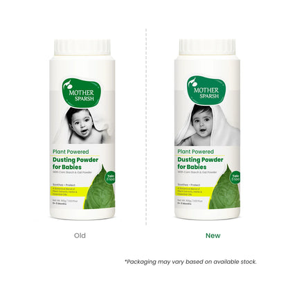 Mother Sparsh Plant Powered Dusting Powder for Baby old vs new 100g