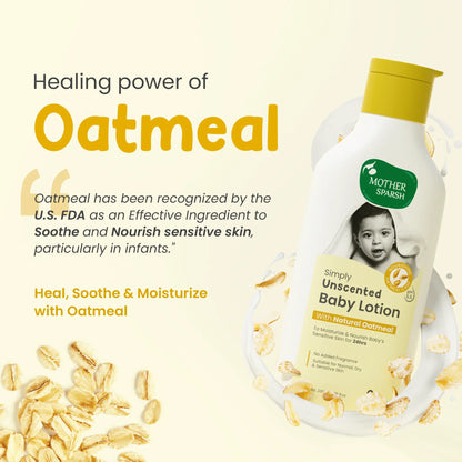 Healing Power of Oatmeal lotion to nourish delicate baby skin
