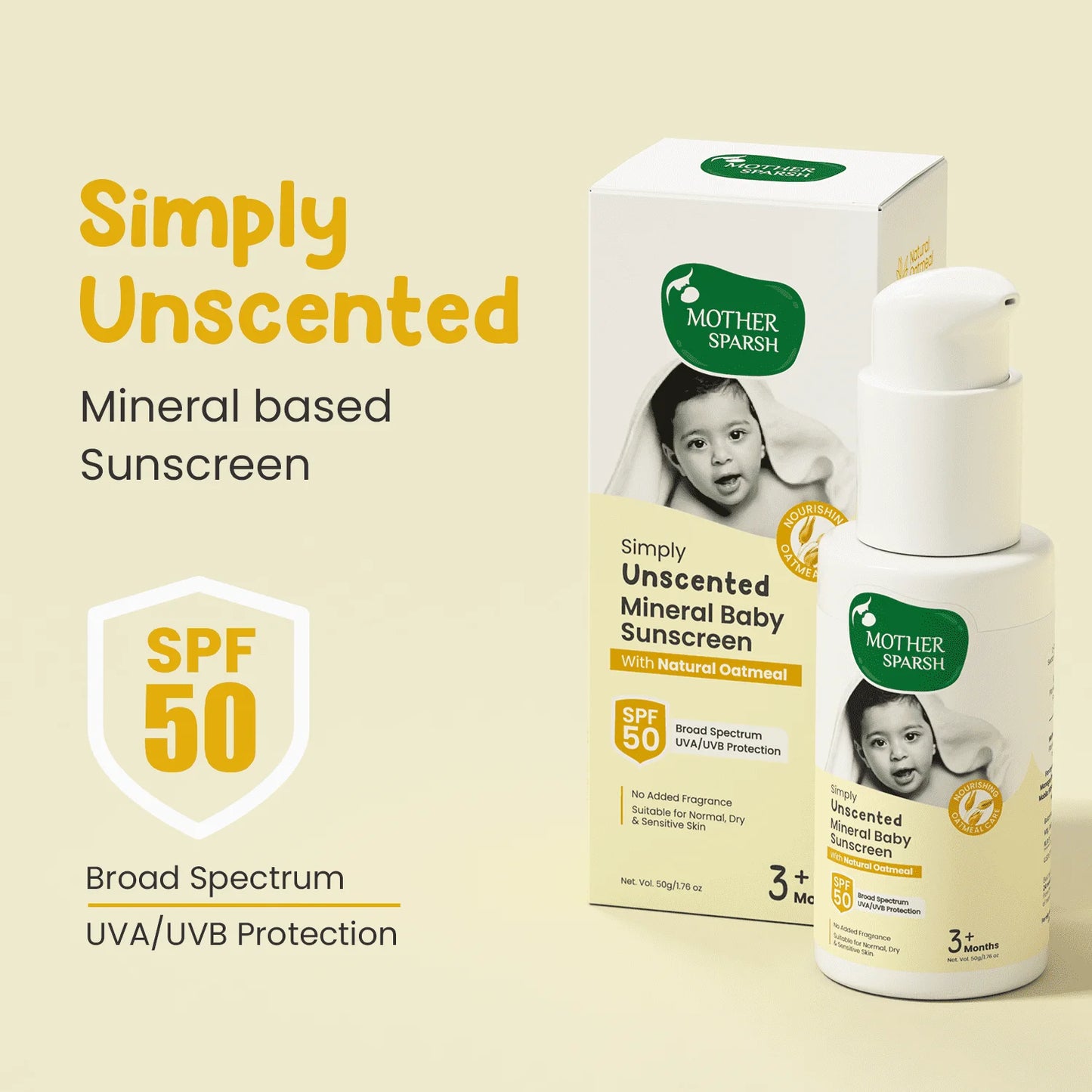 SPF 50 Mineral Sunscreen for Broad Spectrum UV Protection 