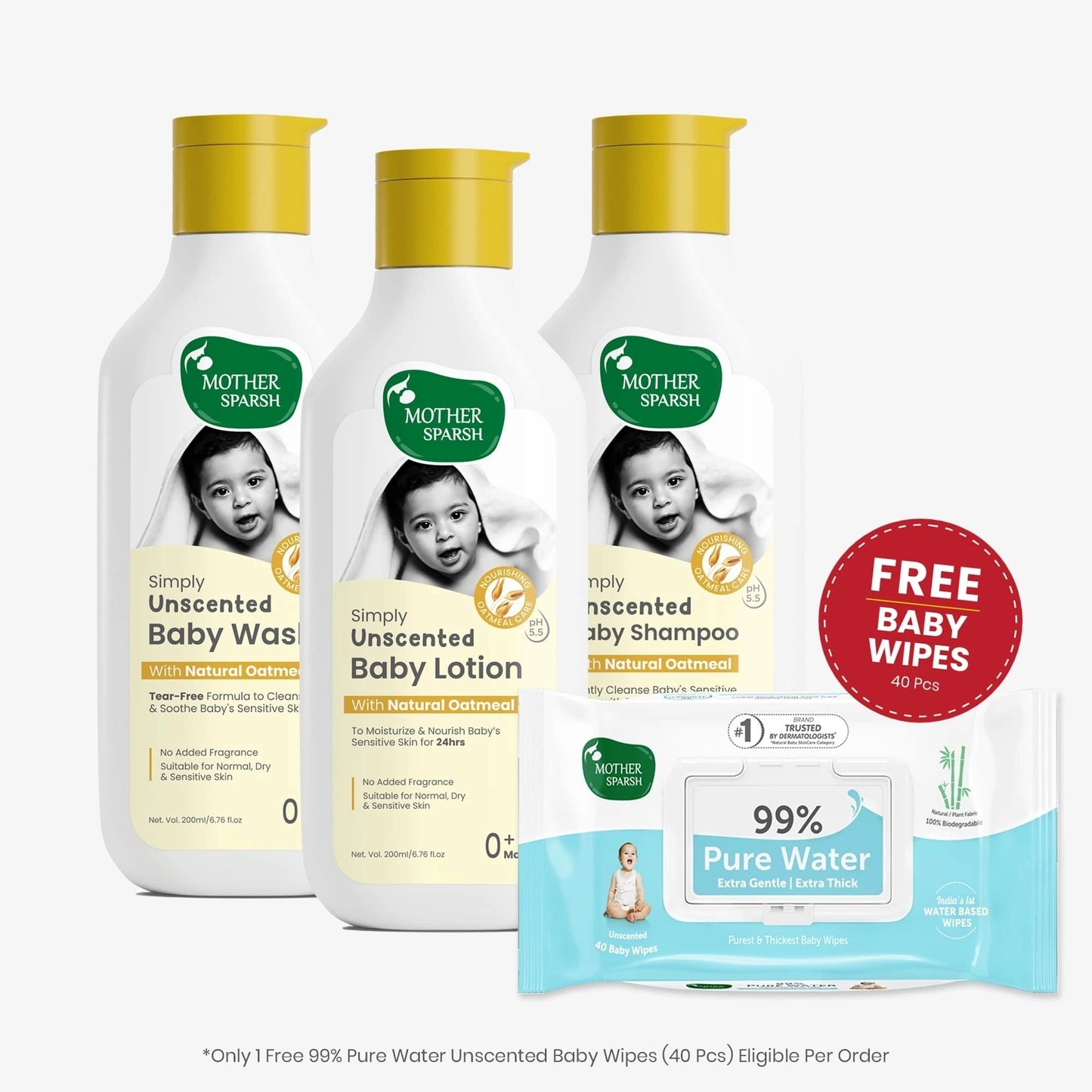 Simply Unscented Baby Wash, Lotion & Shampoo Combo