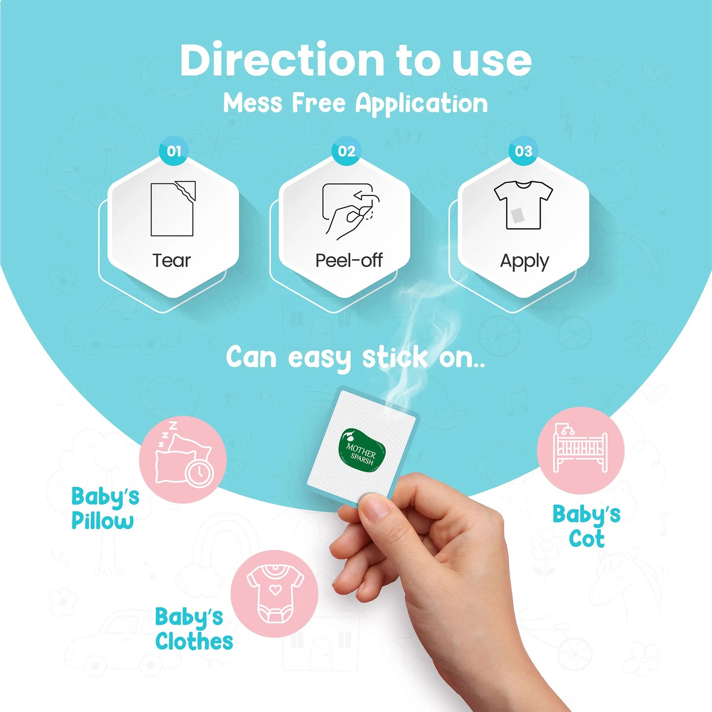 direction to use mess free application can easy stick on