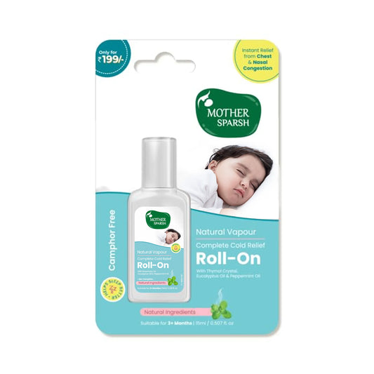 Mother Sparsh Vapour Roll-On for quick cold and congestion relief in babies.