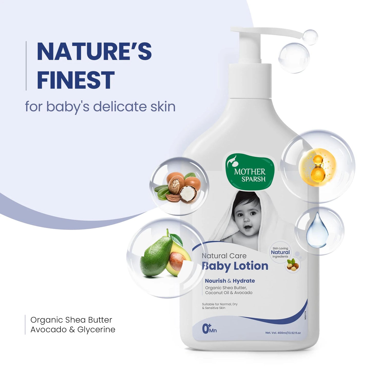Discover Nature's Purity in Every Drop - Mother Sparsh Baby Lotion with Natural Oils