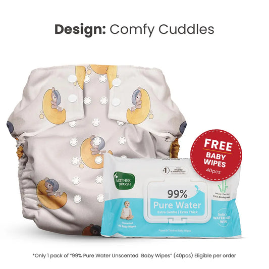 Mother Sparsh Comfy Cuddles Cloth Diaper with Free Baby Wipes