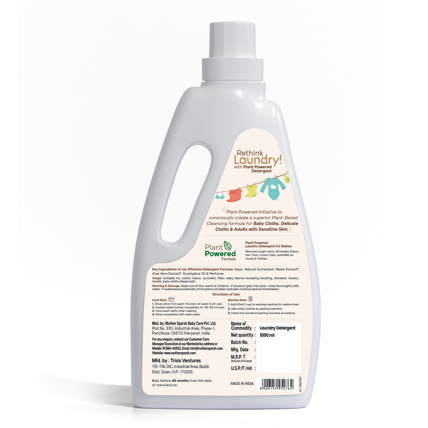 Plant Powered Laundry Detergent for Babies & Adults with Sensitive Skin
