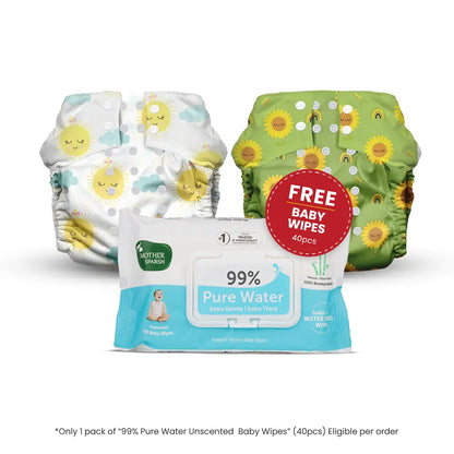 Clothe diaper with free baby wipes pack of 2