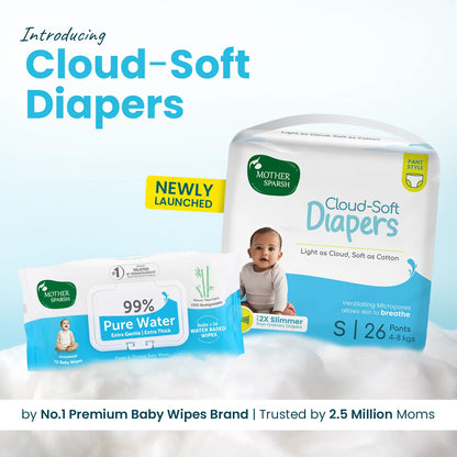 Cloud-Soft Baby Diapers | Disposable Pant Style Fit - Small | 26pcs (4-8kg)