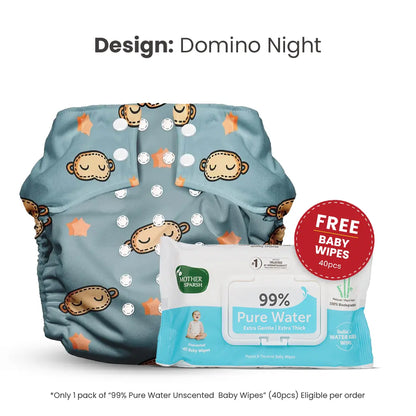 Free baby wipes with Mother Sparsh Domino Night cloth diaper 