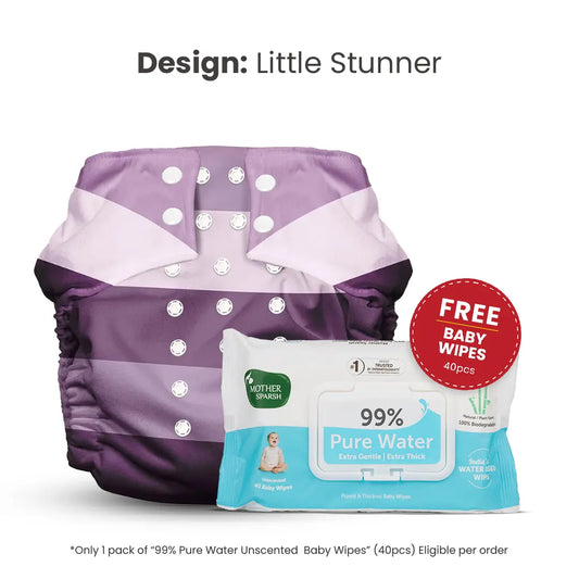 Mother Sparsh Little Stunner clothe diaper with free baby wipes 