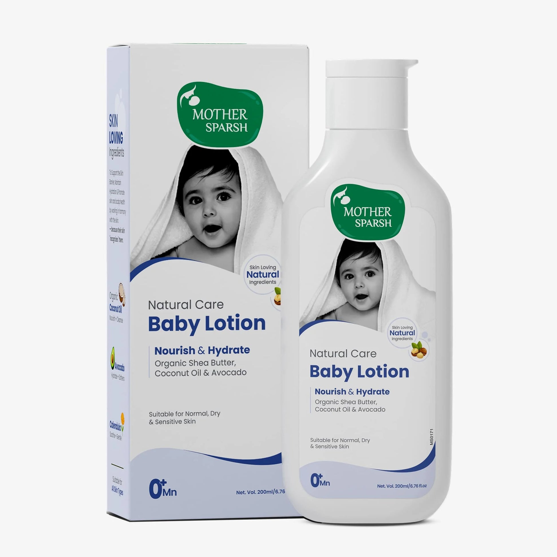 Mother Sparsh Natural Care Baby Lotion 200ml with Shea Butter, Coconut Oil & Avocado