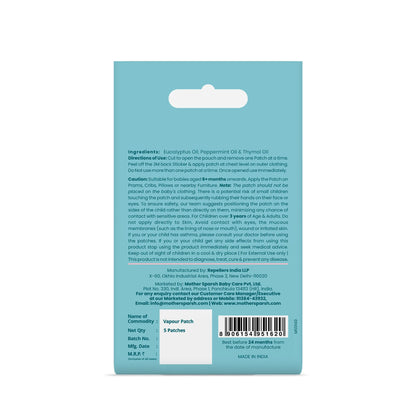 Mother Sparsh Natural Vapour Patches for babies, camphor-free decongestion patch for blocked nose, 6+ months