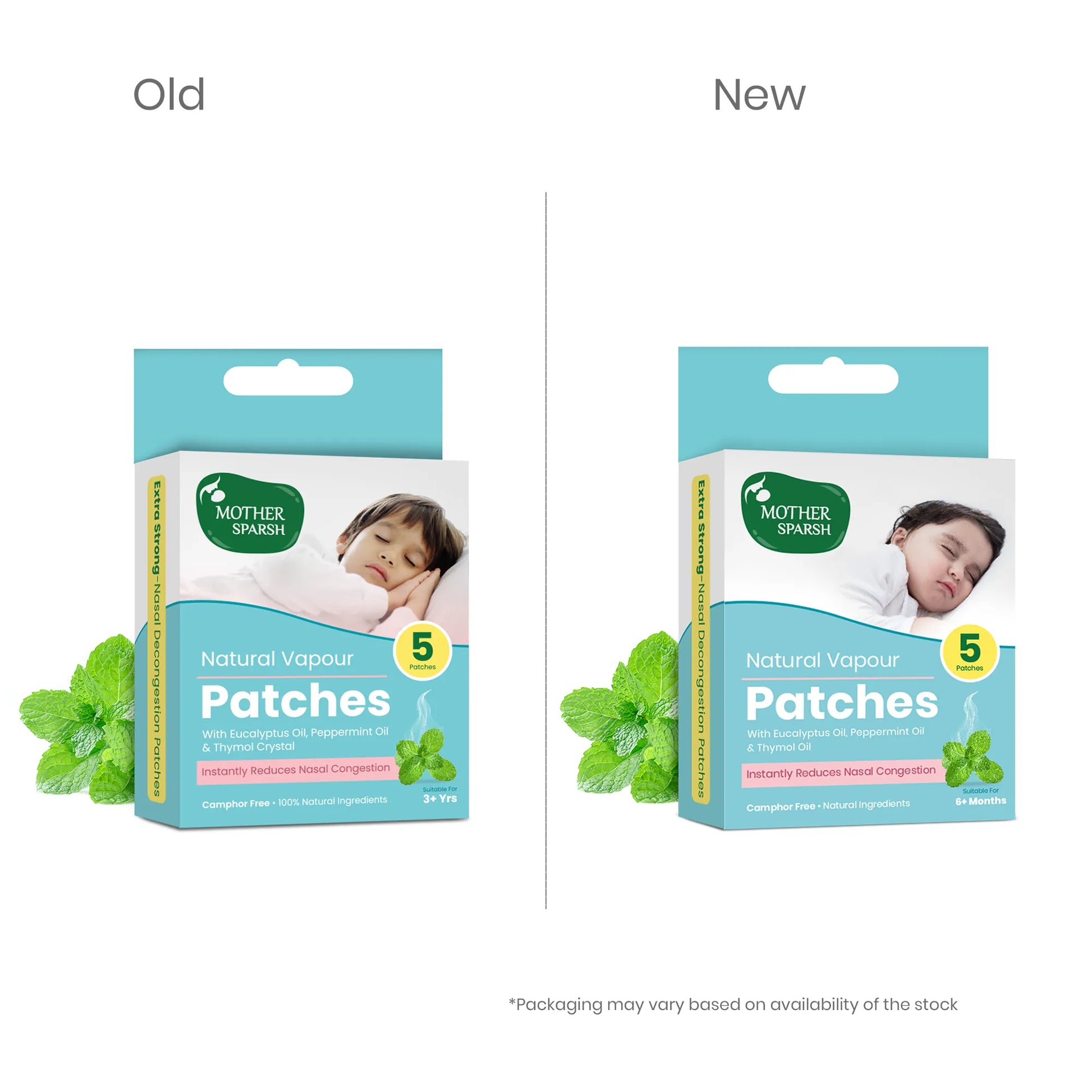 Mother Sparsh vapour patch back pack: eucalyptus, peppermint, thymol oil ingredients and directions of use