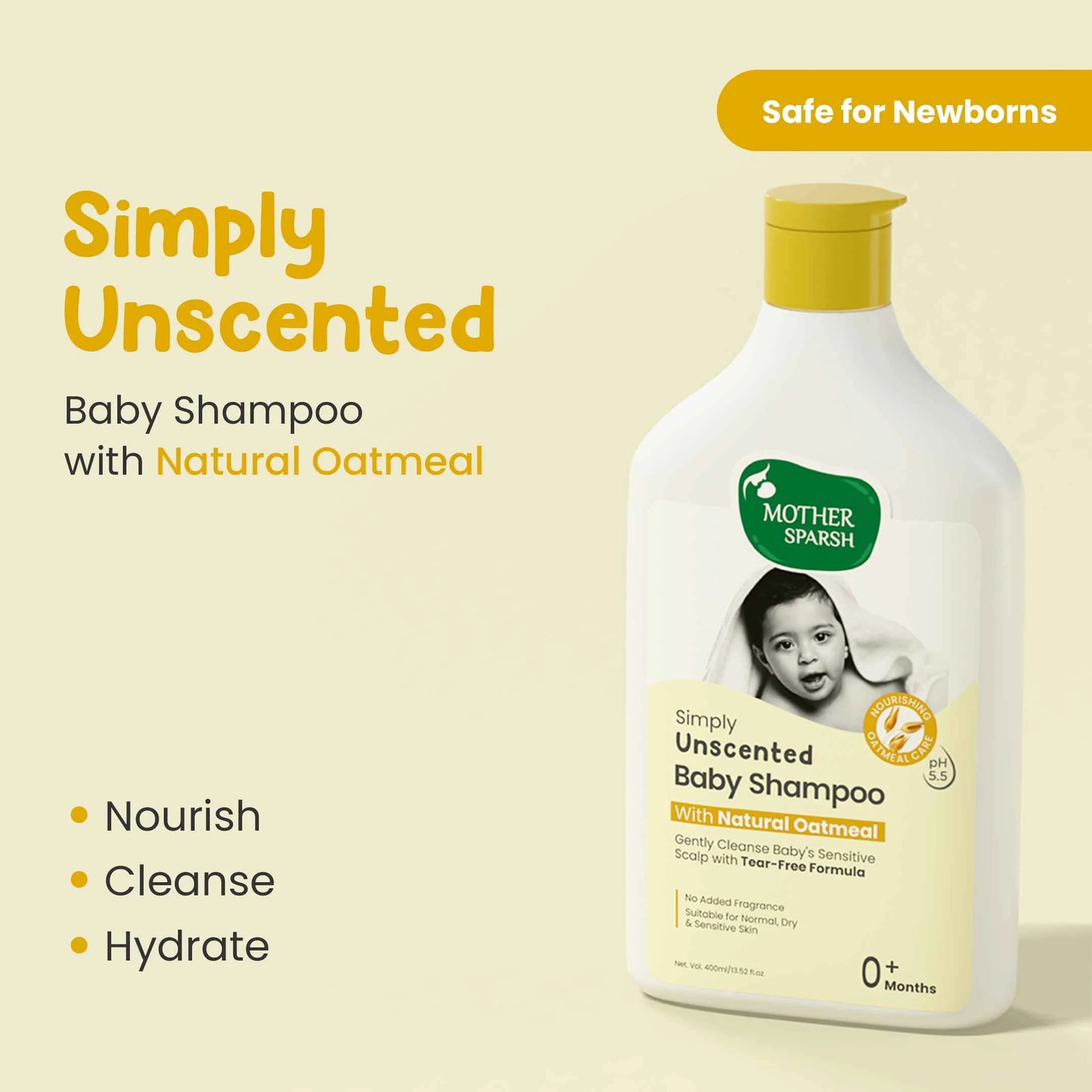 Simply Unscented Baby Shampoo (400ml) - Gentle Care for Baby’s Scalp & Hair