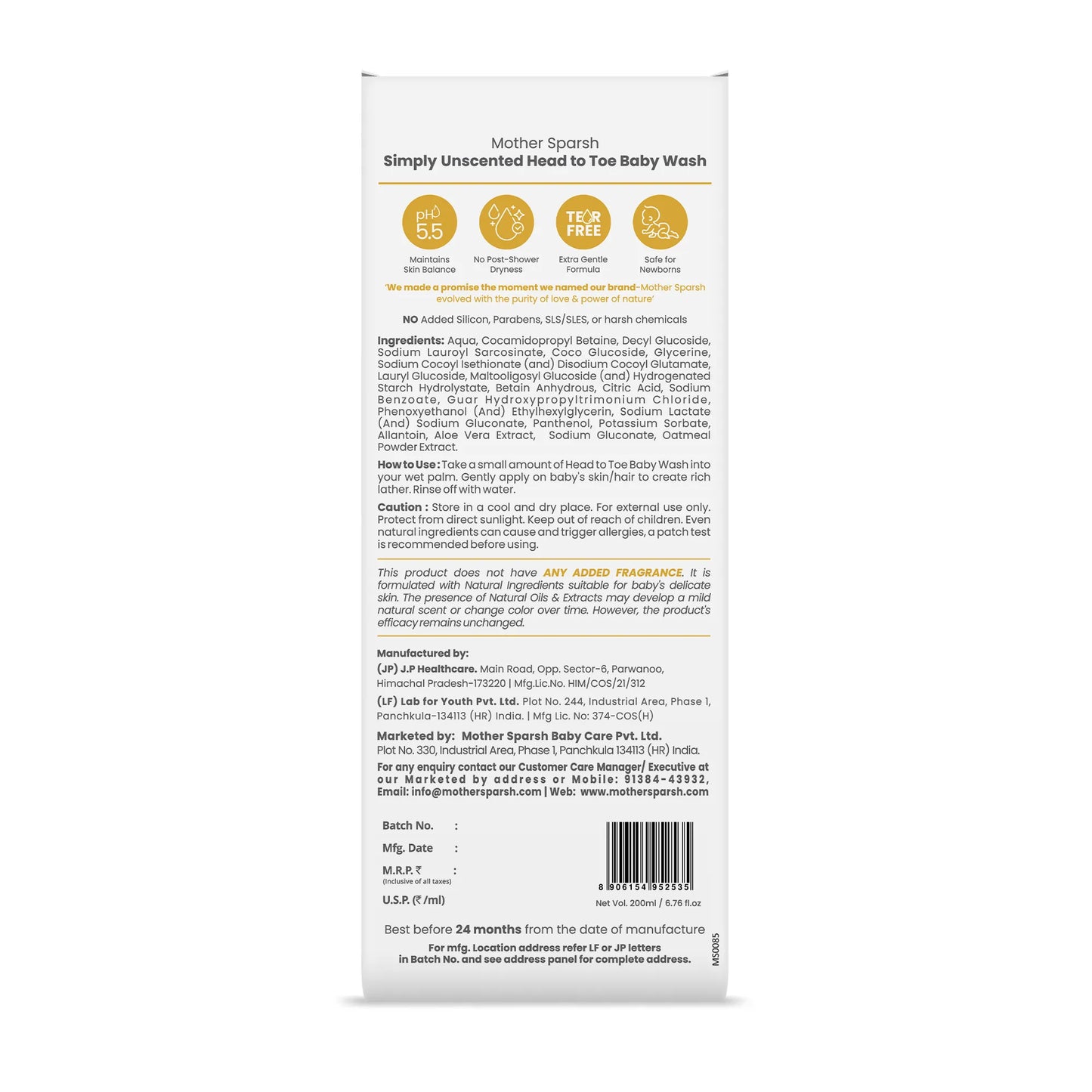 Simply Unscented Head to Toe Baby Wash