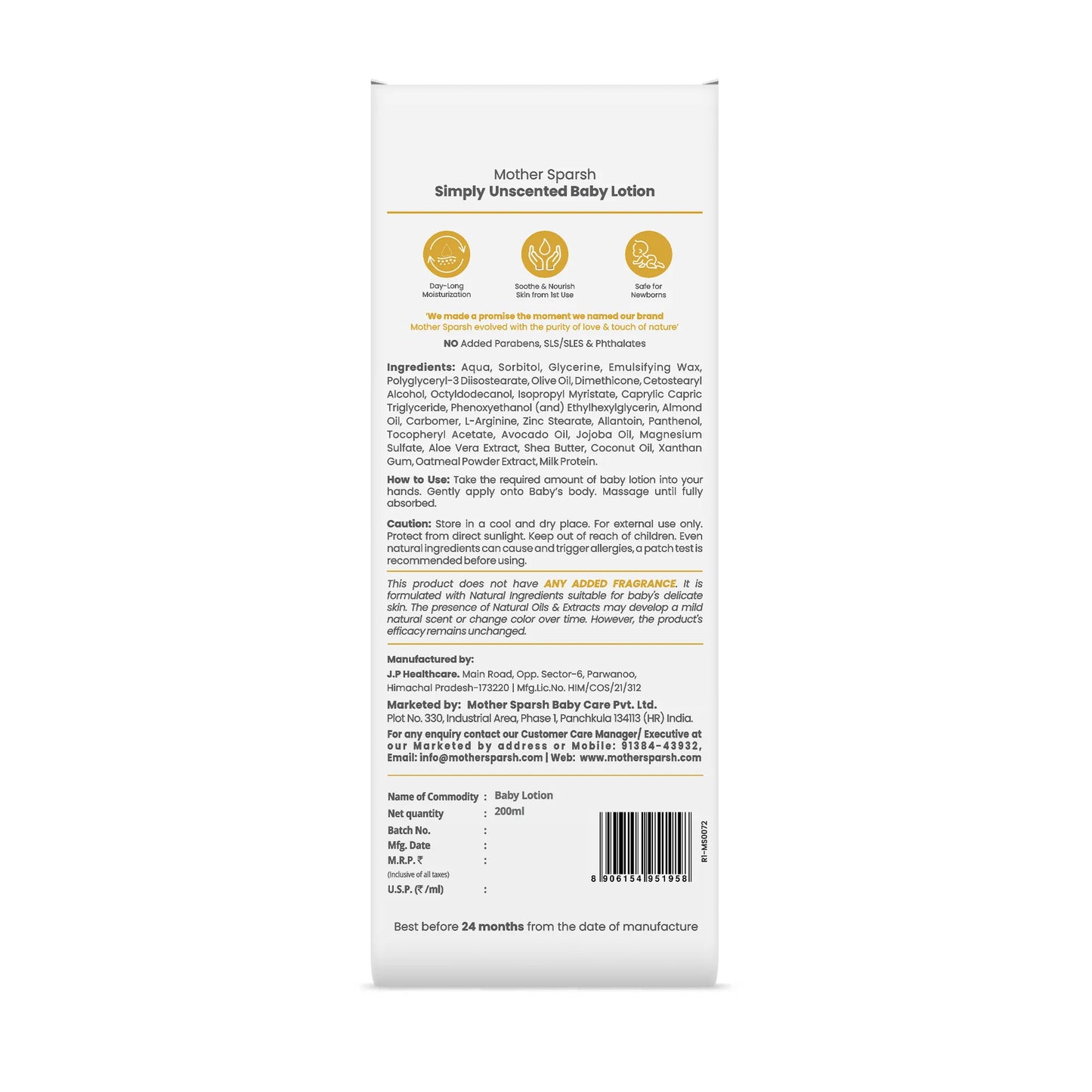 Simply Unscented Baby Lotion - Hydrating & Gentle for Sensitive Skin