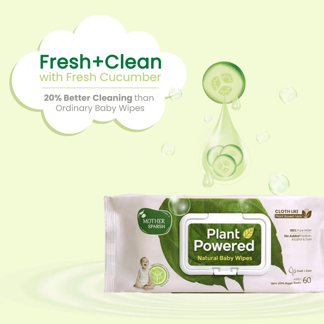 Plant Powered Natural Baby Wipes with Cucumber